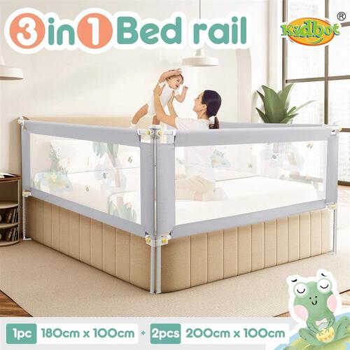 3Pcs Kids Bed Rail Bedrail King Adjustable Side Safety Guard Toddler