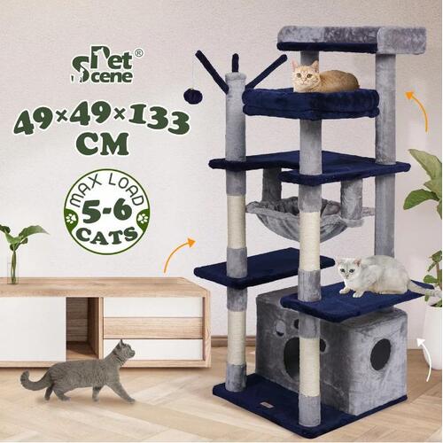 133cm Cat Tower Tree House Scratching Post Bed Sisal Scratcher Stand Cave Condo