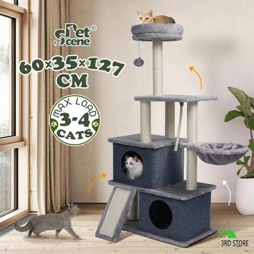 127cm Cat Tree Tower Scratching Post Bed Sisal Scratcher Furniture House Cave