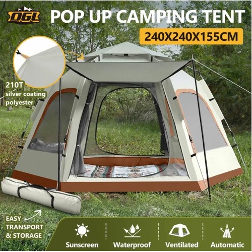 4 Man Beach Tent Camping Shelter Auto Pop Up Family Instant Sun Shade Hiking
