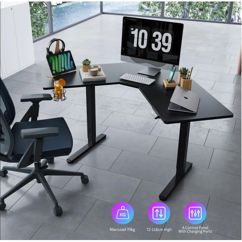 Corner Standing Desk Sit and Stand Up Computer Office Gaming L Shaped Black
