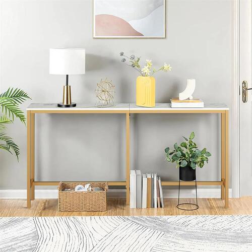 Gold Narrow Console Table Stand Hall Entryway Bar Side Sofa Couch Wood Accent