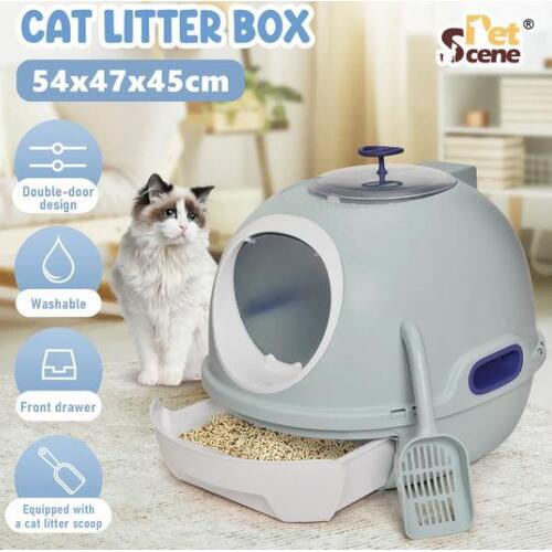 Cat Litter Tray Box Kitty Enclosed Large Pet Toilet Top Entry Furniture Foldable
