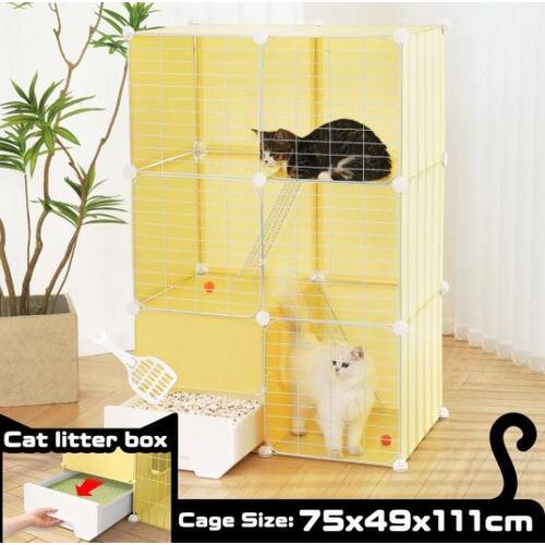 Cat Cage M Size Transparent Enclosure Pet Crate Litter Box Rabbit Hutch