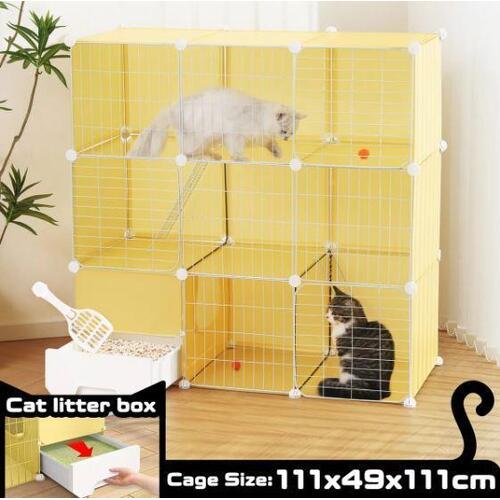 Cat Cage Large Transparent Enclosure Pet Crate Litter Box Rabbit Hutch Pet Scene