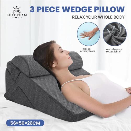 Wedge Pillow Triangle Bed Cushion Memory Foam Cooling Gel Neck Back Head Support