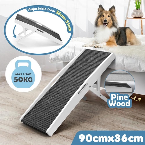 Foldable Dog Stairs Pet Ramp Height Adjustable Ladder for Bed Sofa Car Puppy