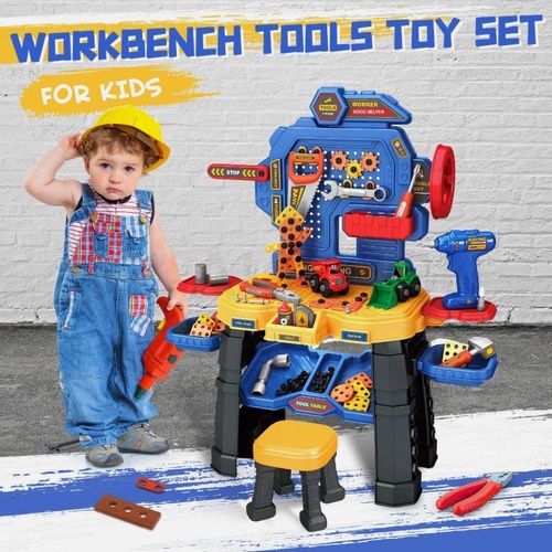 Kids Workbench Tool Bench Construction Toy Set 78pcs Educational Builder Pretend