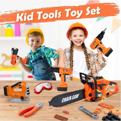 Kids Construction Tool Toy Set Educational Pretend Play Hardware Drill Chainsaw