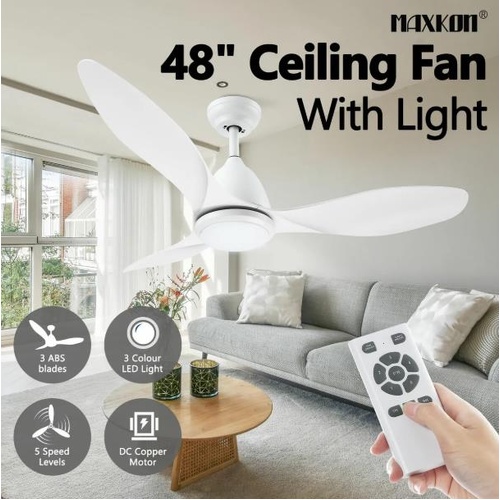 48“ Ceiling Fan with Light Remote Control Overhead Cooling Ventilation 5 Speed