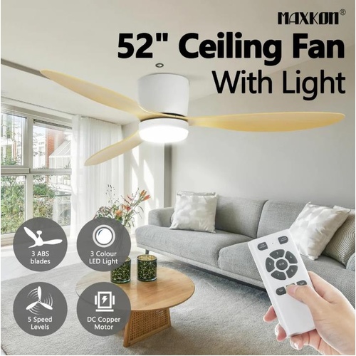 52" Ceiling Fan with Light Remote Control Overhead Cooling Ventilation 5 Speed