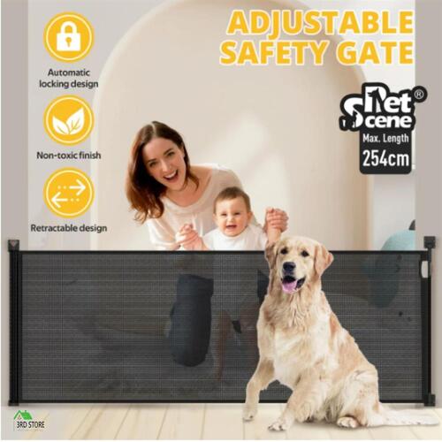 Retractable Pet Safety Gate Dog Cat Fence Enclosure Safe Guard for Stairs Puppy