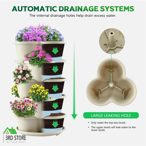 Vertical Garden Planter 5 Tier Indoor Outdoor Plant Flower Plastic Pot Stand Hol