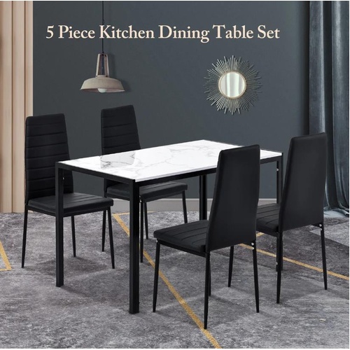 Marble Dining Table Set 4 Chairs Sintered Stone Large Glossy Desk Modern