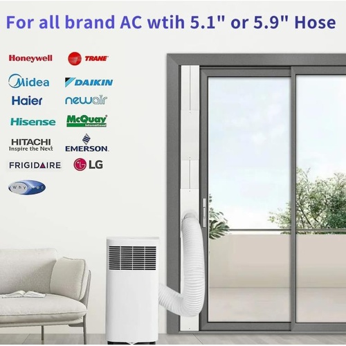 67-220cm Air Conditioner Sliding Door AC Vent Kit, Universal Adjustable PVC Balc
