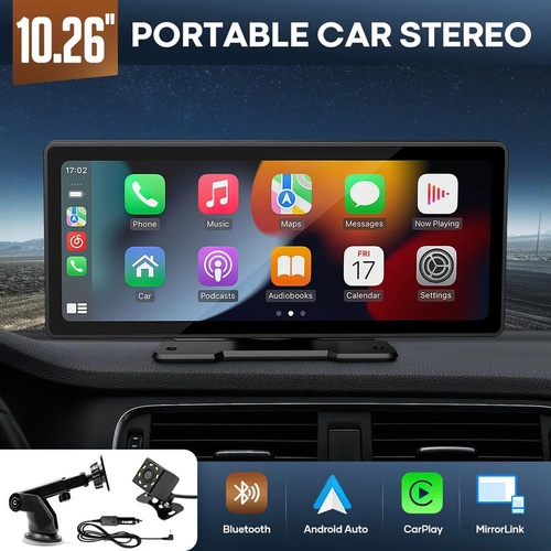 10.26 Inch Portable Car Stereo Radio Apple Carplay Android Auto MP5 Bluetooth