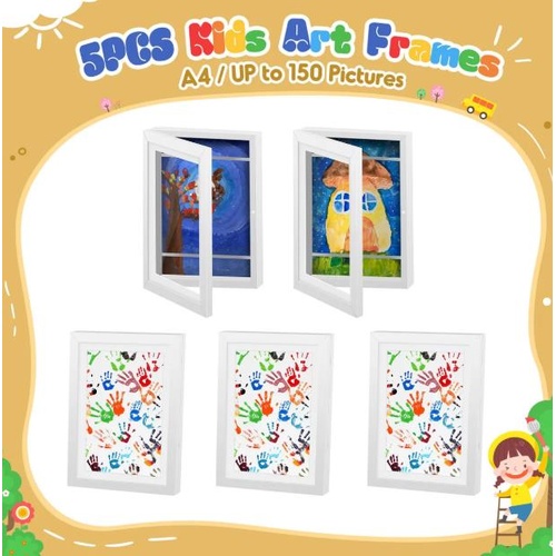 5 Pcs Art Frames Craft Display Kids Canvas Artwork Photo Storage Wooden White Ch