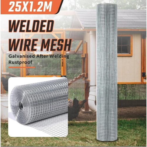 RETURNs 25M Roll Galvanised Welded Wire Mesh Fence Garden Chicken Coop Aviary Fencing