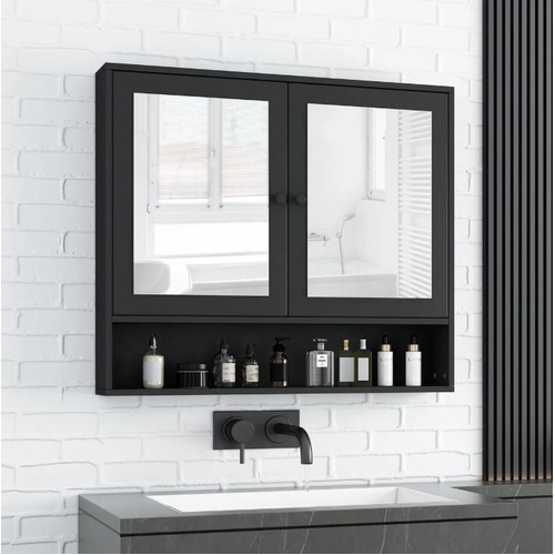 Bathroom Mirror Cabinet Shaving Medicine Storage Toilet Cupboard Shelf Organiser