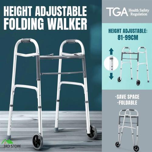 3 IN 1 Folding Walker Medical Aid Elderly Mobility Walking Height Adjustable