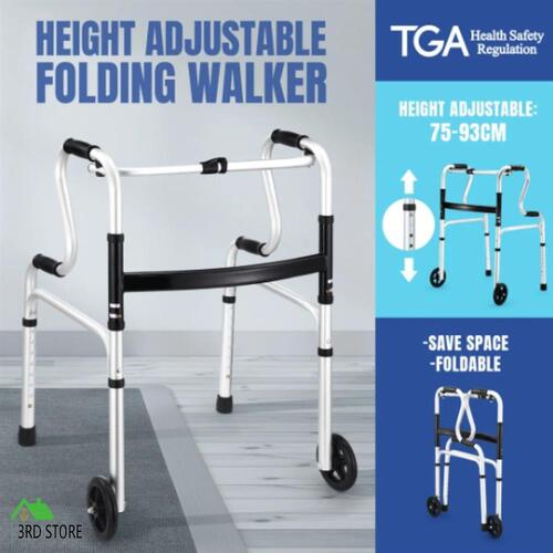 Folding Medical Walker Walking Frame Elderly Adult Mobility Standing Aid Height