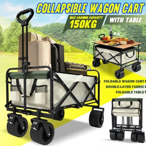 Garden Beach Cart Wagon Foldable Utility Shopping Trolley Trailer Outdoor Picnic
