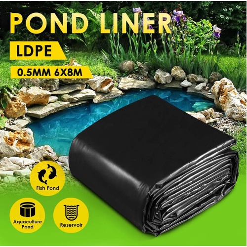 LDPE Pond Liner 6X8M Fish Waterfall Water Garden Pad Heavy Duty Flexible