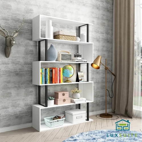 Bookshelf Display 5 Tier Shelf S Shape CD DVD Photo Storage Media Rack Plant