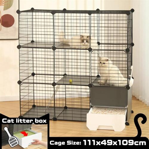 3 Tier Cat Enclosure Cage Large DIY Pet Crate Rabbit Hutch Ferret Kitten Bunny H