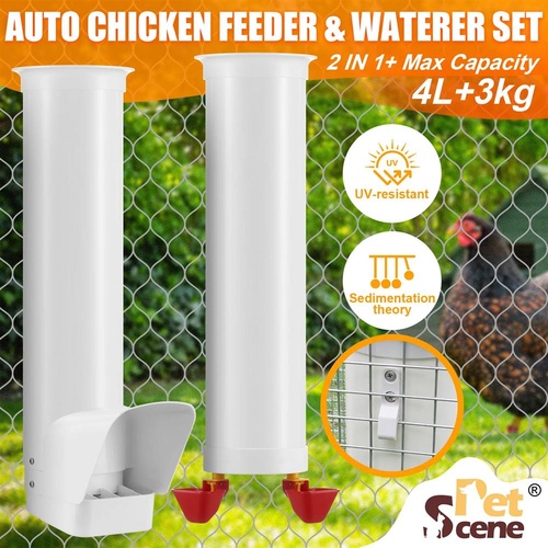 Chicken Bird Feeder Waterer Set Automatic Water Dispenser Poultry Coop 3KG Food