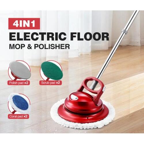 4 in 1 Floor Spin Mop Cordless Electric Spinning Cleaner Scrubber Polisher Sweep