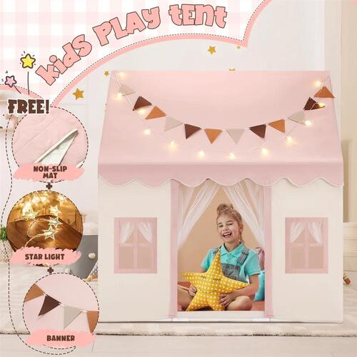Kids Play Tent Playhouse Childrens Princess Castle Indoor Outdoor Mat Star Light