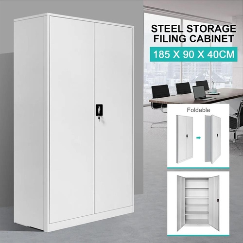 185cm Steel Filing Cabinet Office Home Stationary Lockable Storage Cupboard