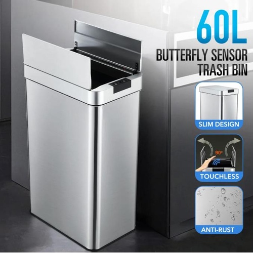 60L Sensor Rubbish Bin Kitchen Waste Trash Can Garbage Basket Recycling Dustbin
