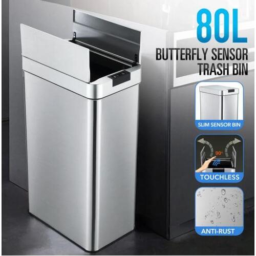 RETURNs 80L Sensor Rubbish Bin Kitchen Waste Trash Can Garbage Basket Recycling Dustbin