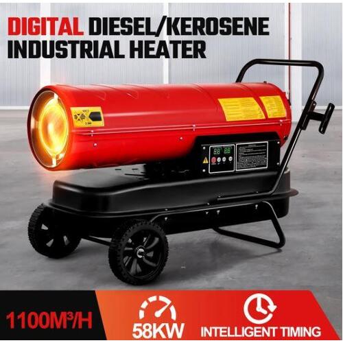 58KW Industrial Fan Heater Digital Kerosene Diesel Forced Hot Air Blower Fan