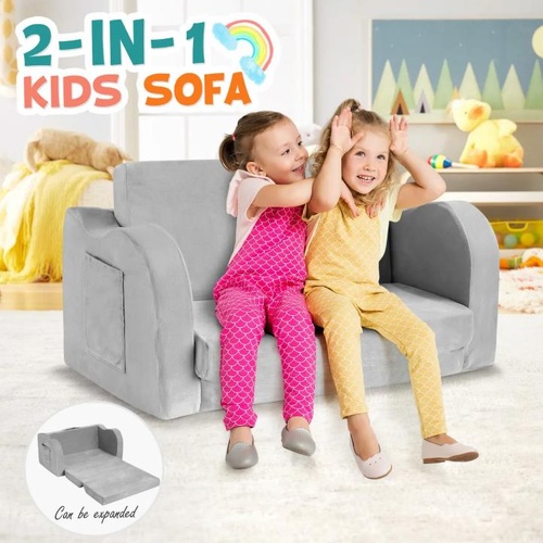 Flip Out Kids Sofa 2 In 1 Convertible Couch Lounge Chair Comfy Seater Armchair