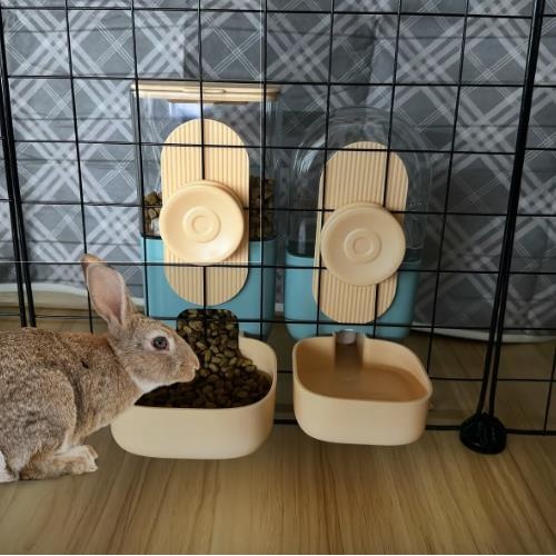 Hanging Automatic Pet Dog Cat Feeder Cage Water Dispenser Food Bowl