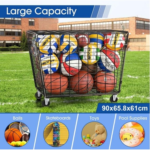 RETURNs Large Sports Ball Storage Cart Lockable Bin Cage Sports Equipment Organiser Toys