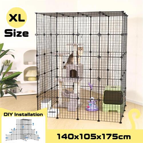 XL Cat Enclosure Cage House Metal DIY Rabbit Bunny Hutch Crate Ferret Kitten Pen