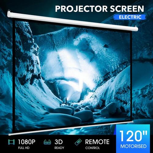 120 Inch Projector Screen Large Motorised Electric Ceiling Wall Mounted Roll Up