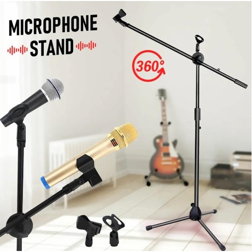 Microphone Mic Stand Boom Arm Holder Floor Tripod Foldable Adjustable Lightweigh
