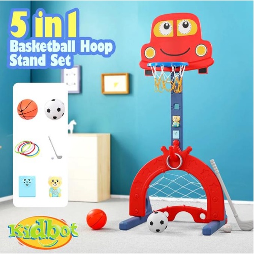 Kids Basketball Hoop Stand Golf Game Activity Centre Indoor Outdoor 5 in 1