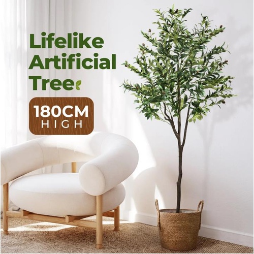 180CM Artificial Olive Tree Plant Indoor Tall Faux Natural Fruit Leaves Decor