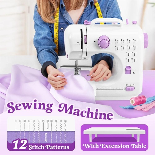 12 Stitches Mini Sewing Machine Electric Reverse Sewing with Extension Table