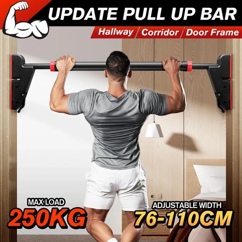 Pullup Bar Chinup Sit Push Up 250kg Horizontal Door Home Gym Ab Workout 76-110cm