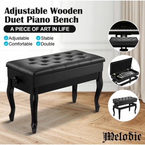 Adjustable Duet Piano Stool Bench Chair Ergonomic Modern Keyboard Double Seat