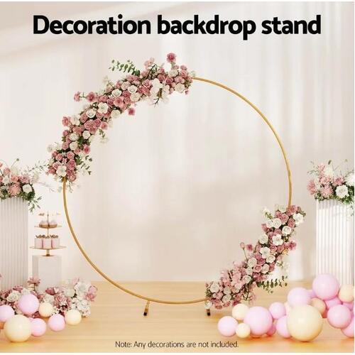 Round Backdrop Stand Arch Hoop Party Wedding Photo Metal Frame Circle Balloon 2M