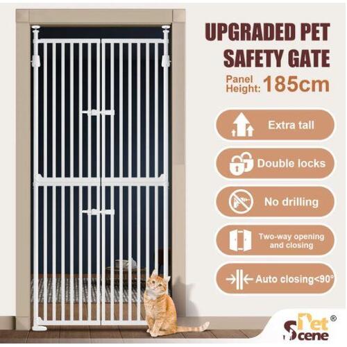 Retractable Safety Gate Pet Dog Cat Extra Tall Fence Enclosure 190 to 250cm