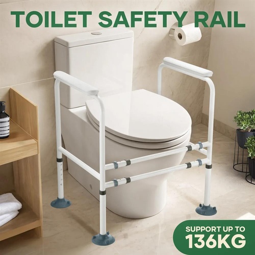 Toilet Safety Rail Bathroom Handrail Stand Alone Surround Support Frame Grab Bar